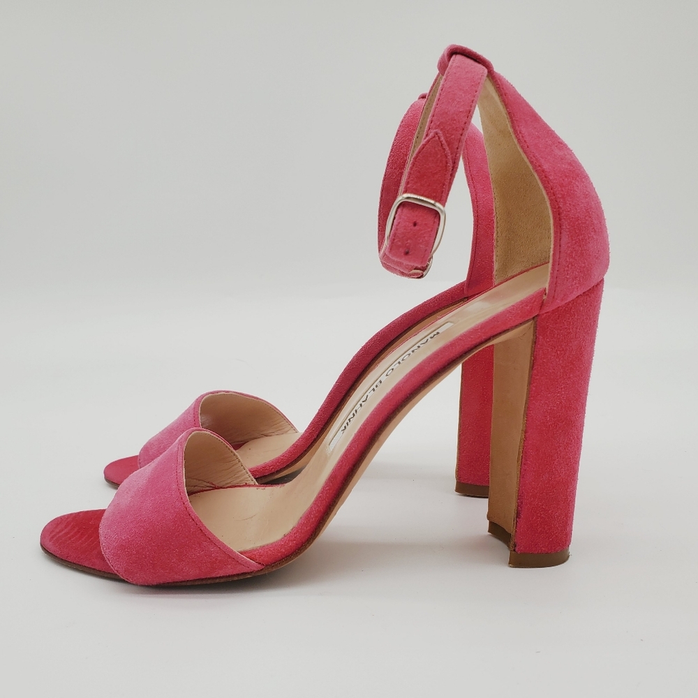Manolo Blahnik hot pink suede heels 36